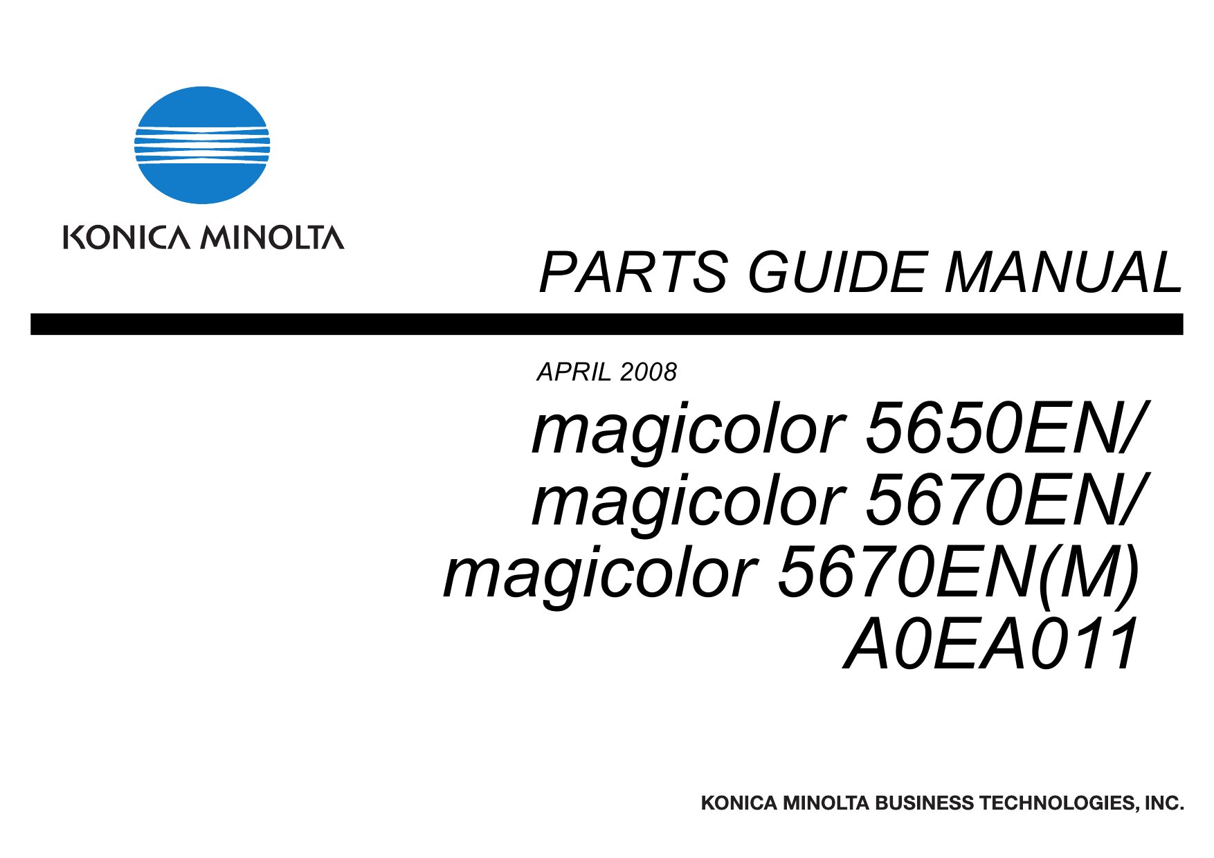 Konica-Minolta magicolor 5650EN 5670EN A0EA011 Parts Manual-1